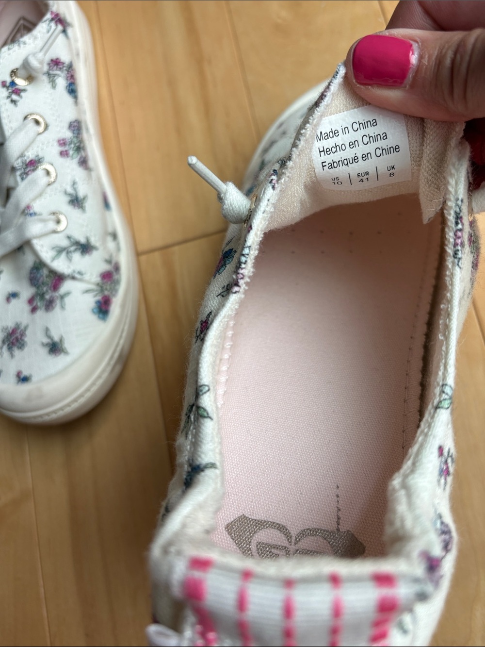 Roxy Cream Floral Canvas Lace-Up Sneakers with Pink and Blue Accents - Picture 5 of 5